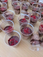 fresh small cakes with chocolate
