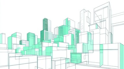 Abstract city skyline architectural sketch