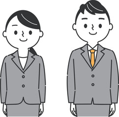 Naklejka premium スーツ姿の若い男女 上半身 ベクター