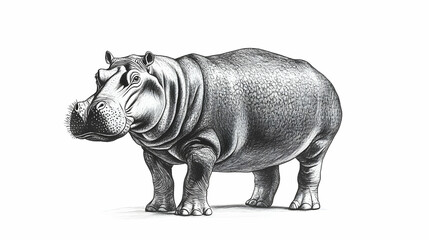 Obraz premium drawing hippopotamus illustration