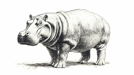 Obraz premium drawing hippopotamus illustration