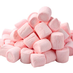 Pile of pink marshmallows isolated on transparent background