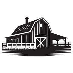 Timber Barn silhouette, rooted in heritage – Barn illustration – Minimalist barn vector – Farm building silhouette

