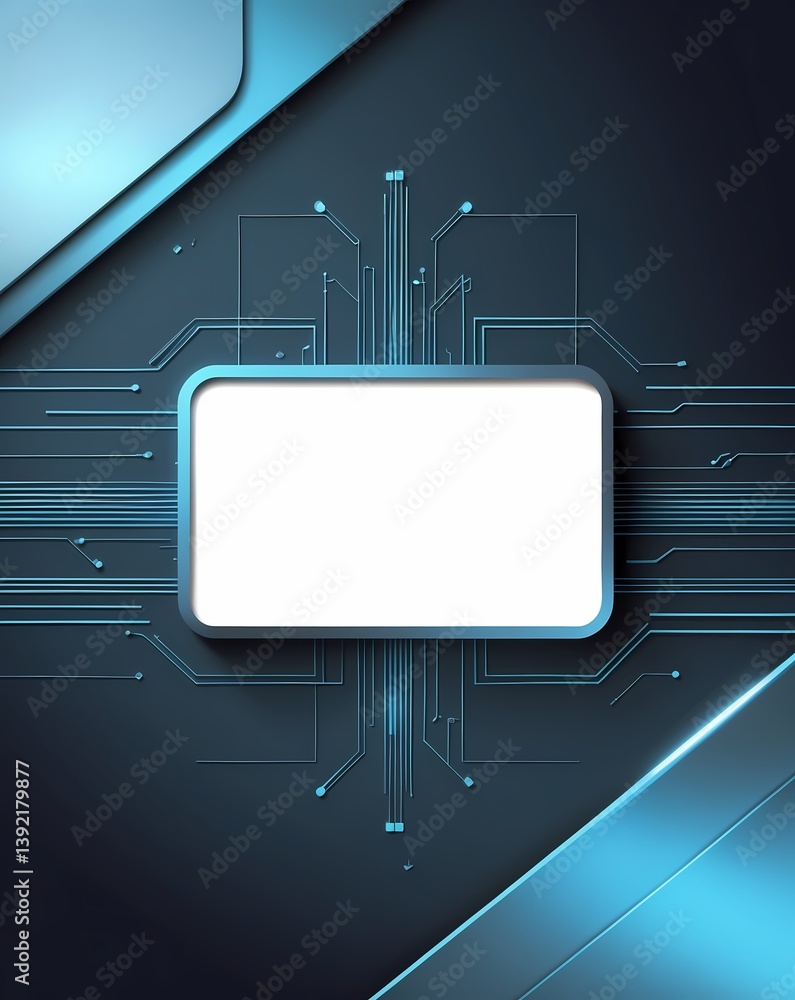 Aufkleber a digital circuit board with a blank white rectangular frame