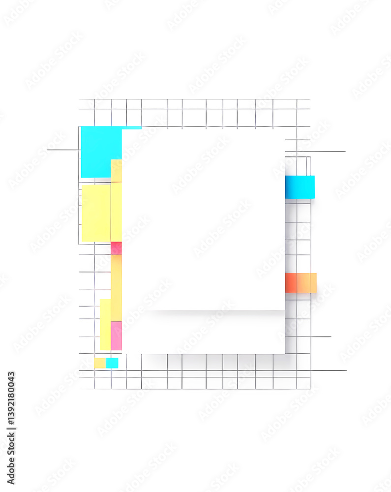 Aufkleber Abstract architectural design with clean lines and vibrant colors. The design features a grid structure and a minimalist aesthetic
