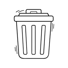 trash bin icon, trash bin line art - simple line art of trash bin, perfect for trash bin logos and icons