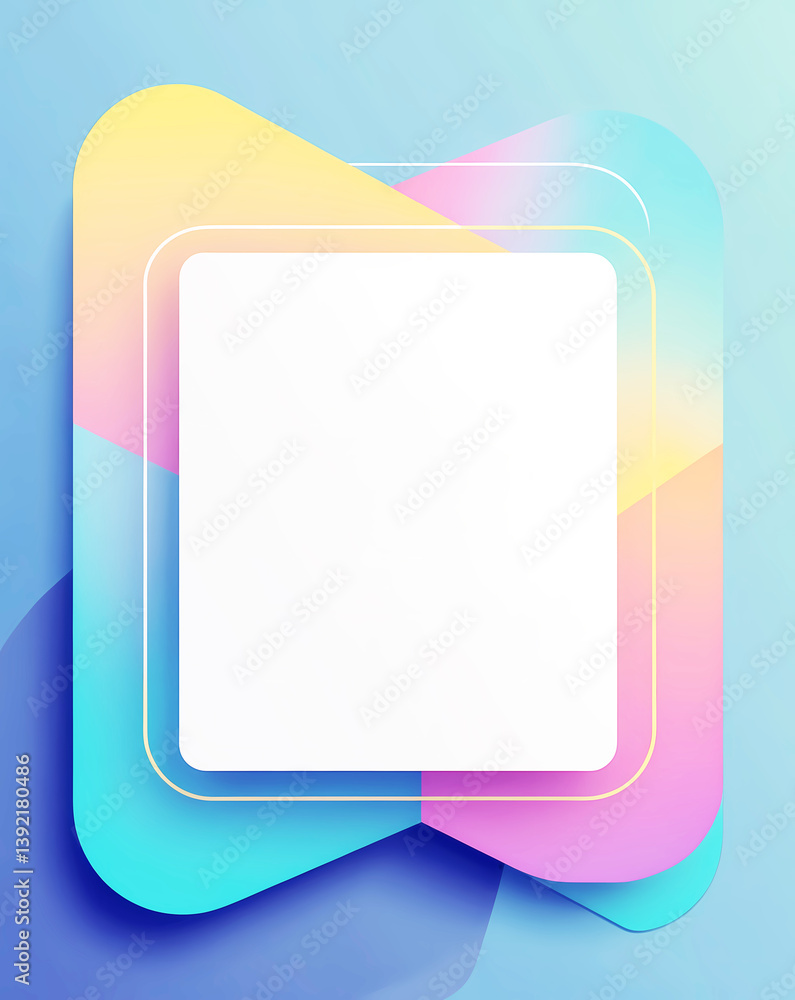 Poster colorful abstract geometric design with a white square center, perfect for text and presentation, wi