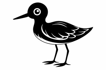 Little sandpiper black silhouette vector