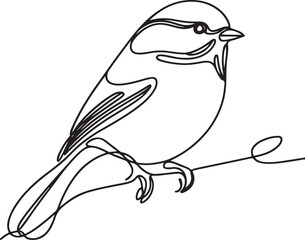 Elegant Chickadee Bird Line Drawing Vector for Artwork  