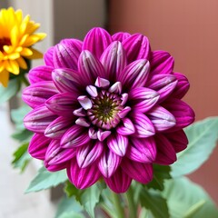 Vibrant Pink Dahlia Flower Close Up Shot Botanical Beauty