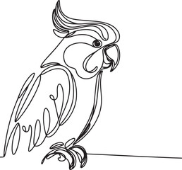 Elegant Line Drawing of Cockatoo for Vector Art