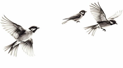 Obraz premium drawing birds in flight illustration