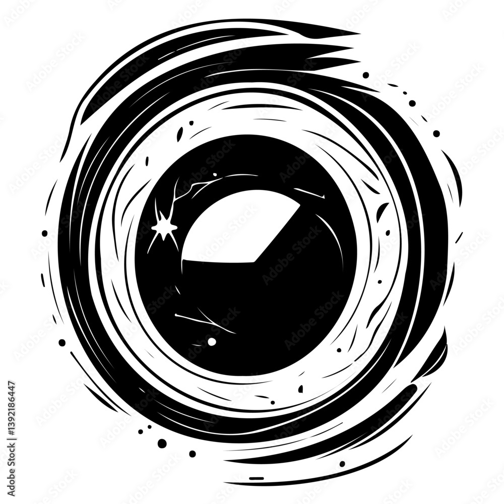 Poster dynamic vortex of swirling energy in monochrome abstract rendering art