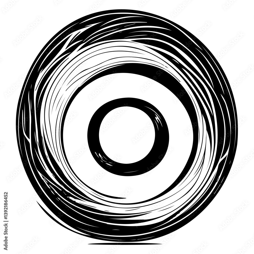 Poster abstract swirling concentric circle design with dynamic fluid brushstrokes