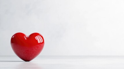 Fototapeta premium Single red heart on a light surface