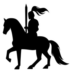 horse and rider silhouette, vector knight on horseback