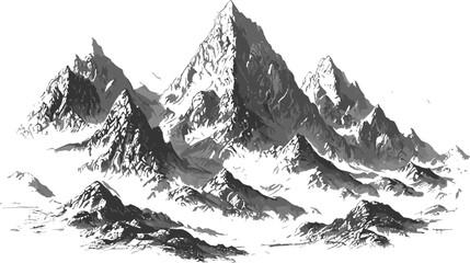 Abstract dotted mountain range in overlayed pointillist grunge texture style