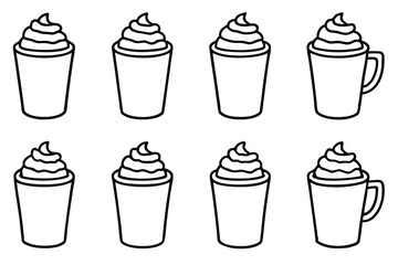 Mocha Line Art Drawing for Cafe Menu and Artwork  