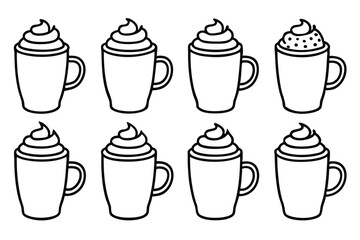 Mocha Line Art Creative Coffee Design for Wall Illustration  