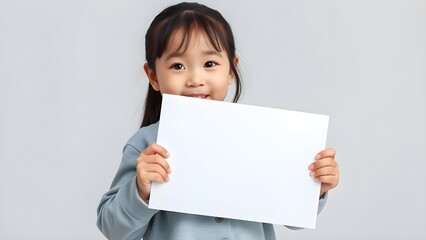 little girl holding a blank white board