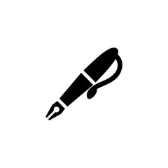Sleek black fountain pen vector icon for elegant writing.