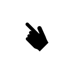 Black hand pointer icon, simple click symbol.