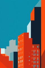 A minimalist illustration of Broadway new york city art architecture modern art.