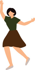 Joyful Woman Dancing Outdoors in a Flowing Dress. A woman in a green dress dancing with joy, expressing freedom and movement outdoors
