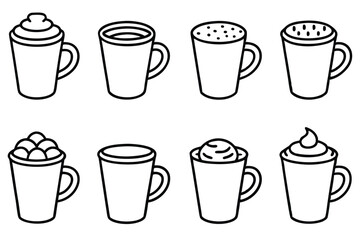 Mocha Line Art Simple Coffee Cup Design for Illustration 