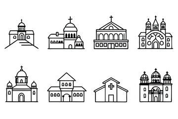 Monastery Line Art Design for Sacred Architecture Inspired Artwork  