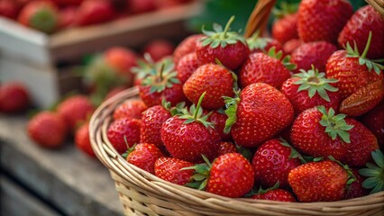 Strawberry detail, highlighting the fresh berries and summer fruit theme.
