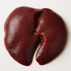 Obraz premium A close-up of raw beef liver on a white surface