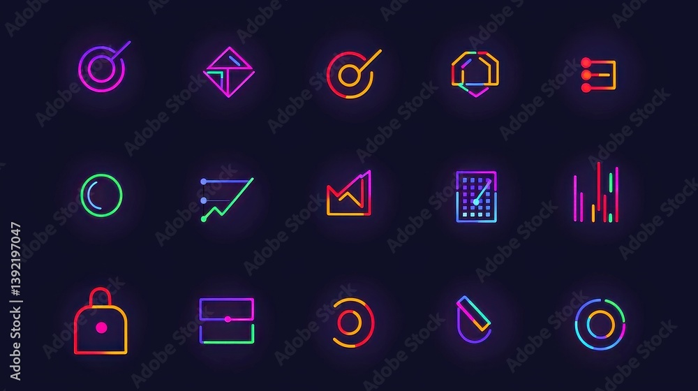 Poster innovative solutions network, a sleek collection of linear icons representing creative problem solvi
