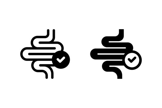 healthy gut icon set. Represents digestive health, gastroenterology, intestinal wellbeing, and medical checkup. suitable for health and wellness related designs