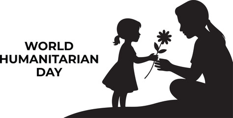 Celebrating World Humanitarian Day | world humanist day poster | Figures and Heart Symbol | Awareness month Vector Banner Template Observed On August | Unity, Love, Support Concept