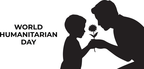 Celebrating World Humanitarian Day | world humanist day poster | Figures and Heart Symbol | Awareness month Vector Banner Template Observed On August | Unity, Love, Support Concept