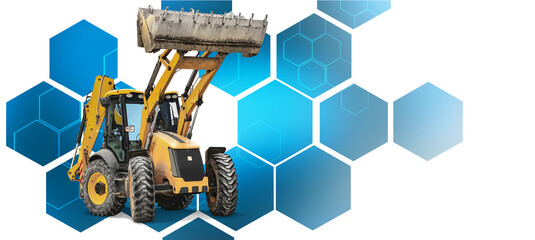 The robust all-purpose backhoe loader stands alone, ready to go anywhere. Its bright yellow colors...