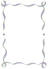 Wavy Ribbon Frame with Dots, dark green & purple wedding menu invitation border, hand drawn baby shower, a4 birthday halloween party, clown funfair style, bachelorette bachelor vintage retro