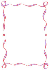 Wavy Ribbon Frame with Dots, light pink & purple wedding menu invitation border, hand drawn baby shower decoration, a4 birthday pastel party, clown funfair style, bachelorette bachelor vintage retro