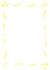 Wavy Ribbon Frame with Dots, yellow & white wedding menu invitation border, hand drawn baby shower decoration, a4 birthday summer bridal party, clown funfair style, bachelorette bachelor vintage retro