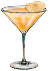 Apple Cider Martini Cocktail Illustration