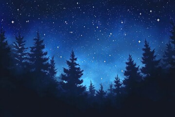 Night sky illustration silhouette.