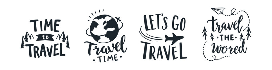 Set hand drawn adventure logo