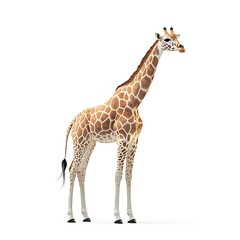 Fototapeta premium Giraffe standing. Plain backdrop. Ideal animal reference for education, advertising, presentation, or design
