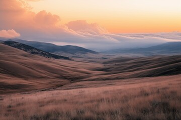 Nature landscape prairie steppe sky sunset