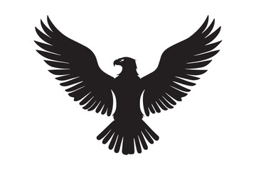Eagle Silhouette Vector Flying Bird Logo Design with Spread Wings Clipart