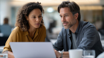 Diverse Professionals Collaborating on Financial Tech Solutions in Office