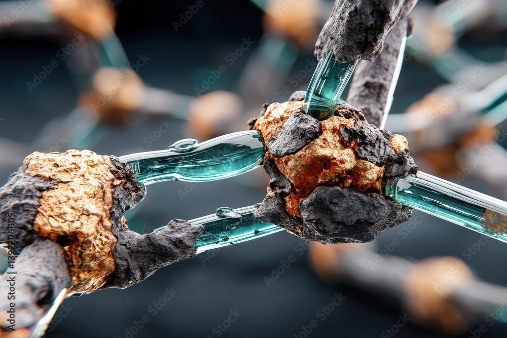 Poster abstract close-up of a molecular structure with intricate details.