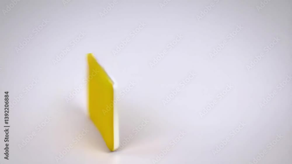 Poster yellow block on white background – minimalist 3d animation concept