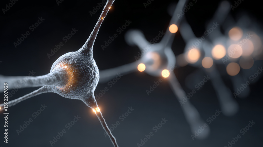 Fototapete clean abstract interface showing neural connections and dynamic nodes on a cool blue setting,